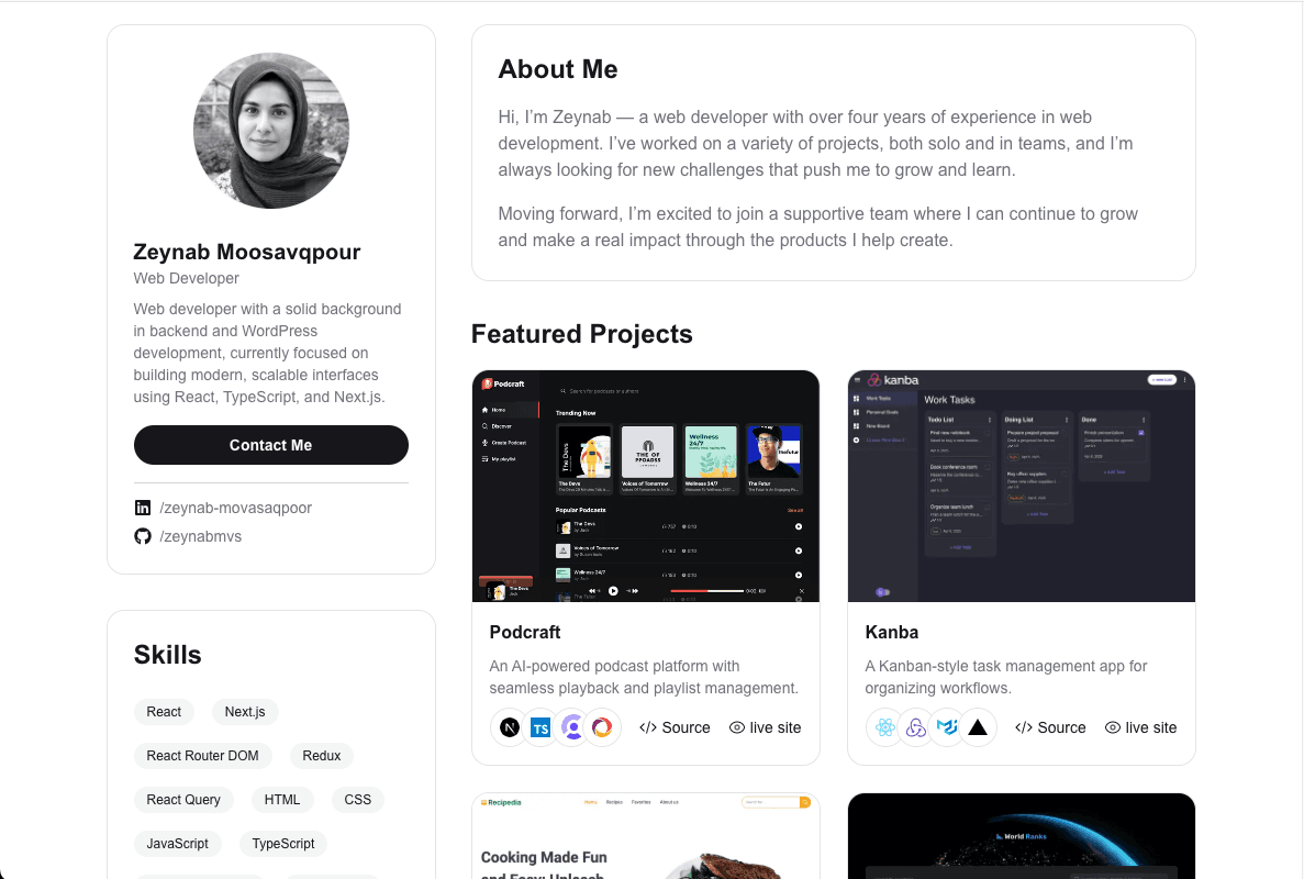Dev Portfolio preview