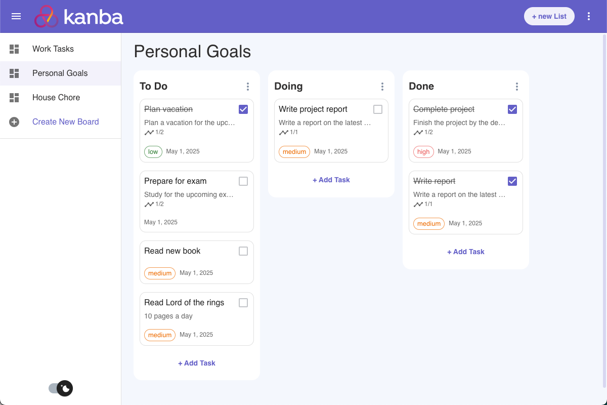 Light mode board view